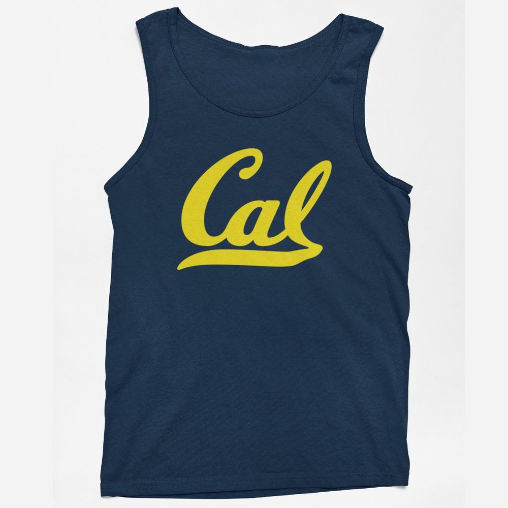 NEW UC Berkeley Cal Golden Bears Wordmark Script Logo Tank Top NAVY
